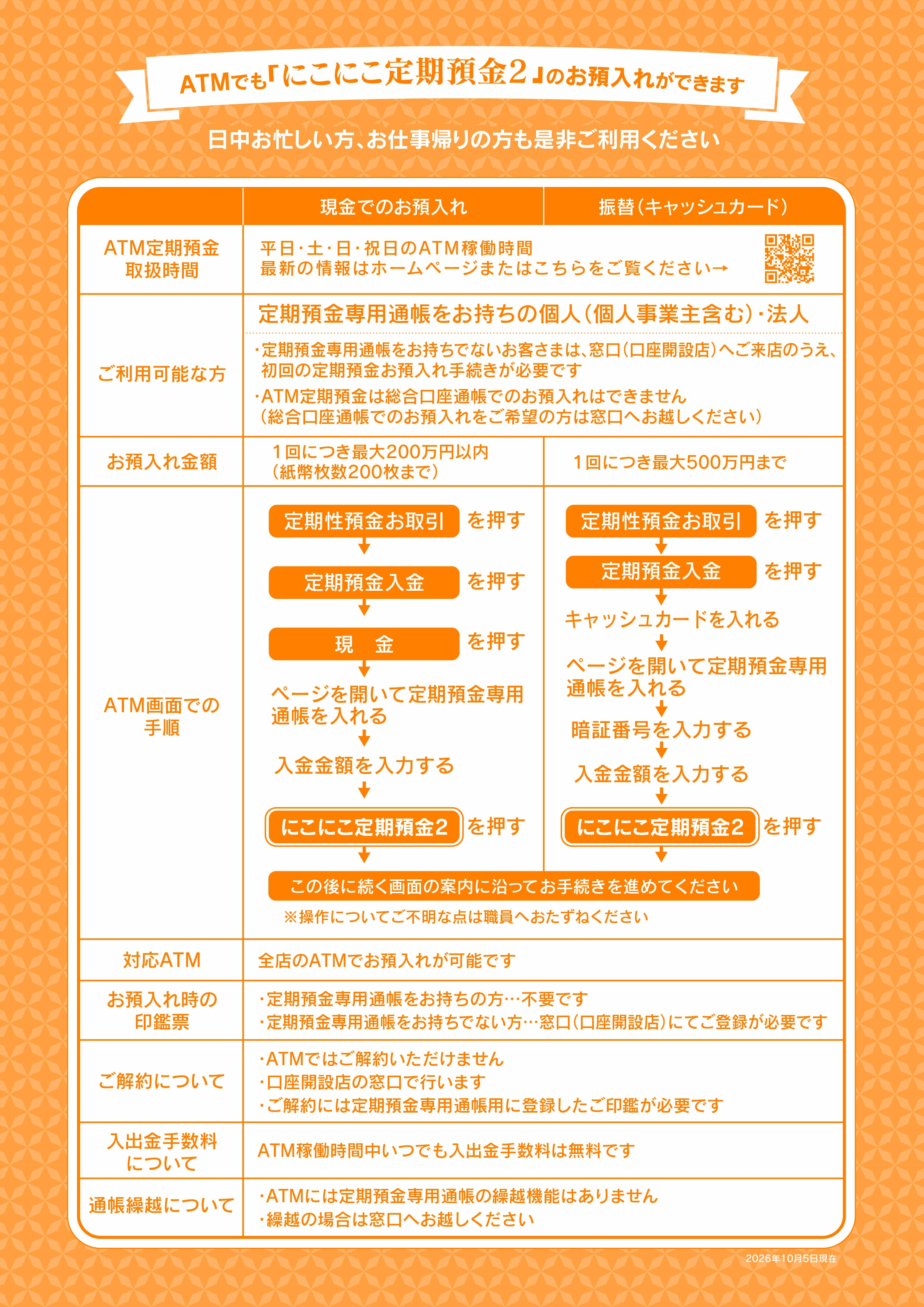 ATMでのお預入れ方法